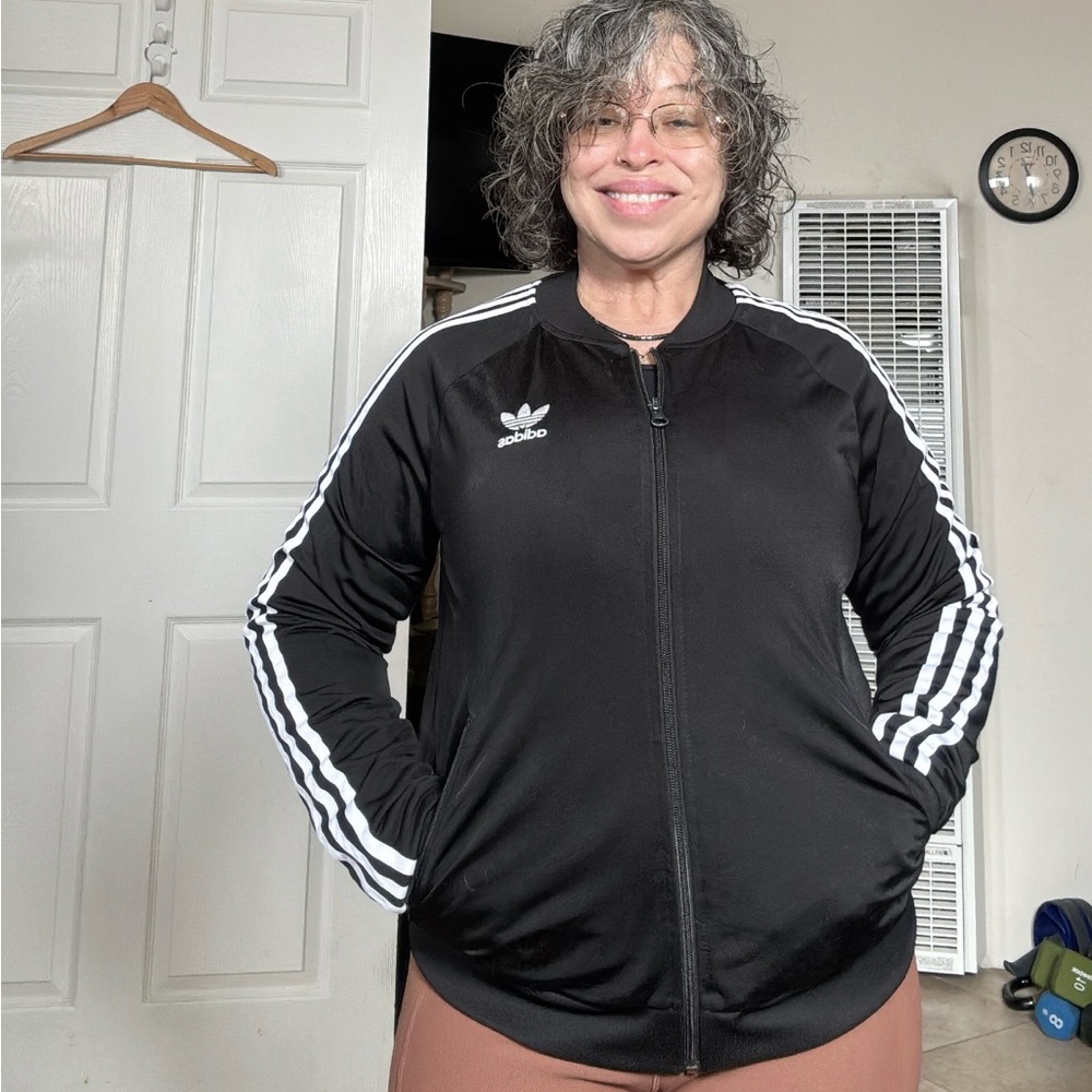 Adidas Women's Black Superstar Track Jacket Medium Three Stripes Trefoil BK5931